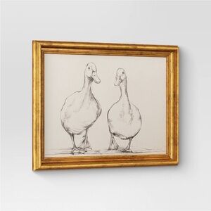 16"x 12" Bird Sketch Canvas Board Framed Art Black - Threshold